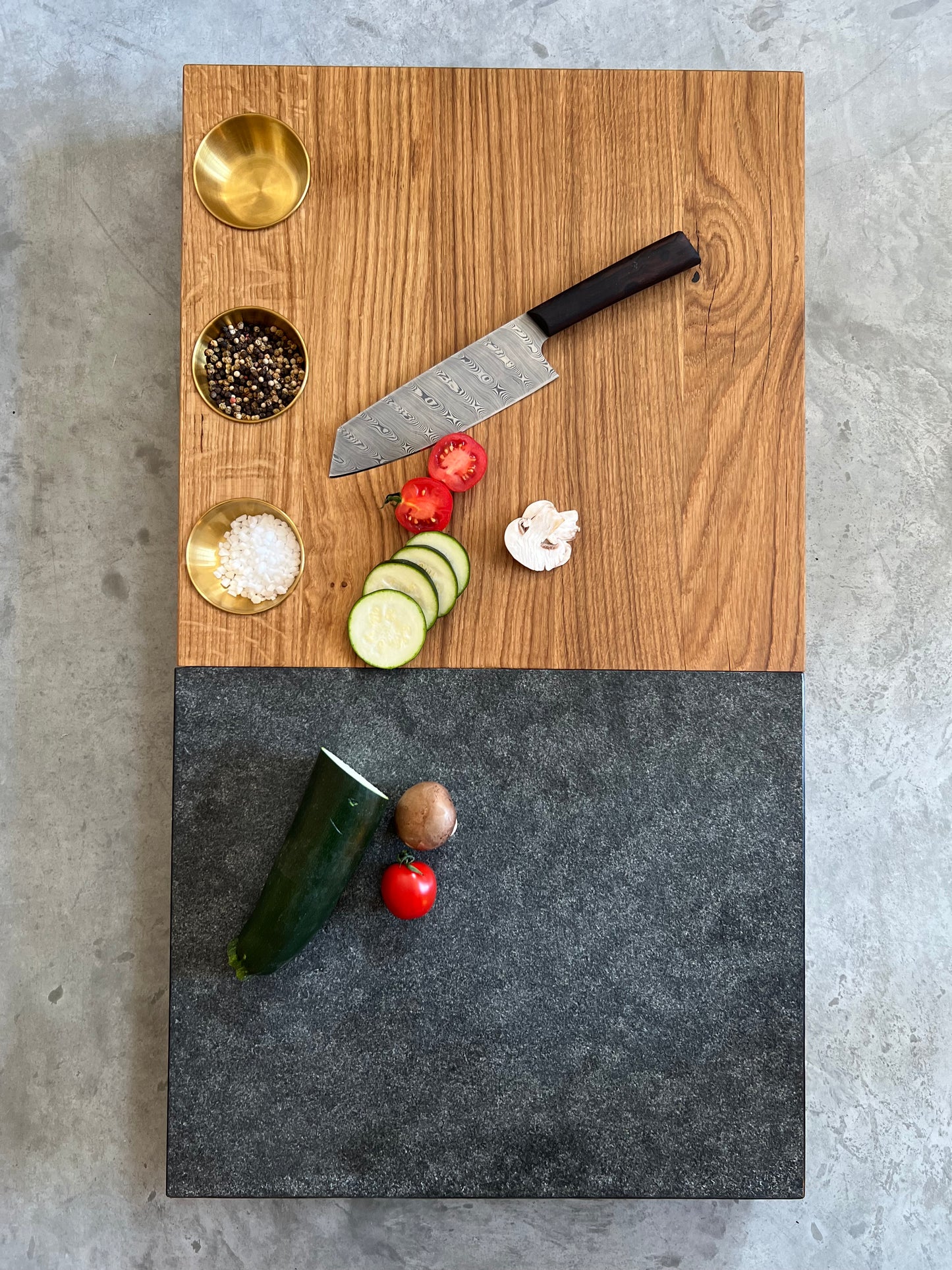 Steakbrett Eiche liegend mit Granit