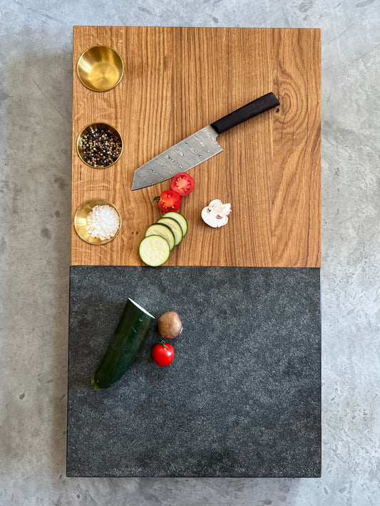 Steakbrett Eiche liegend mit Granit